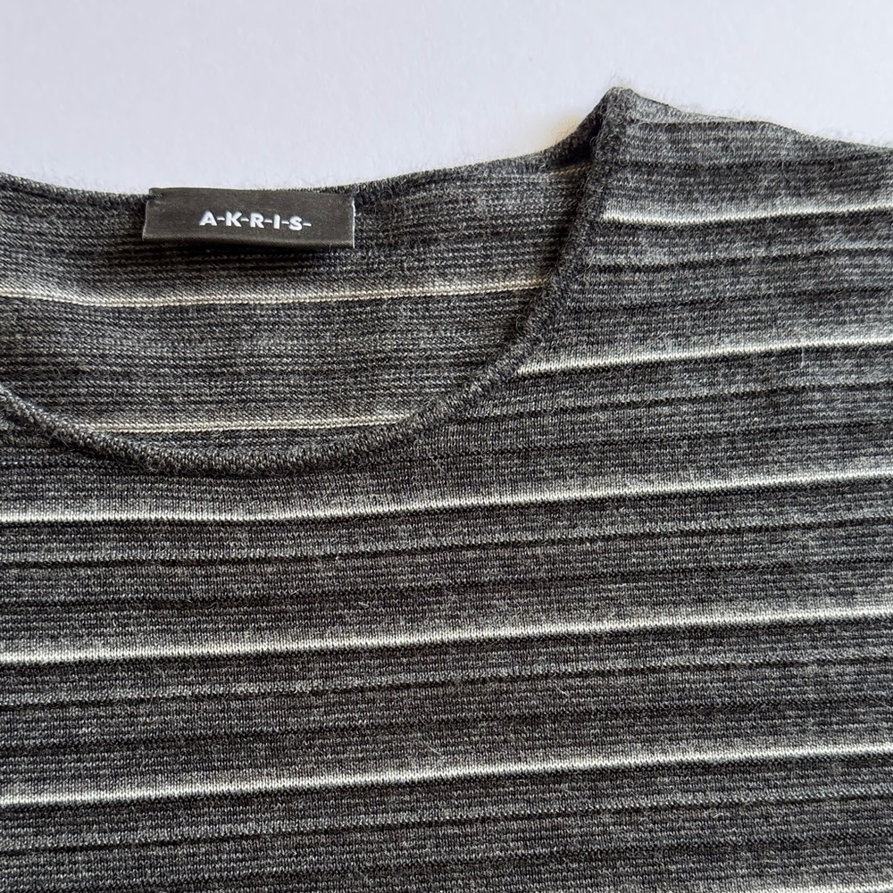 Akris Black White Silk Cashmere Knit Crewneck Top Size 6 - Picture 3 of 8